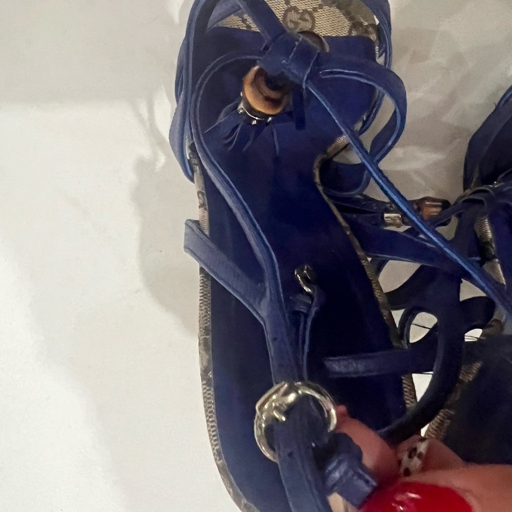 Gucci Blue Leather Strappy Heels - Picture 10 of 11